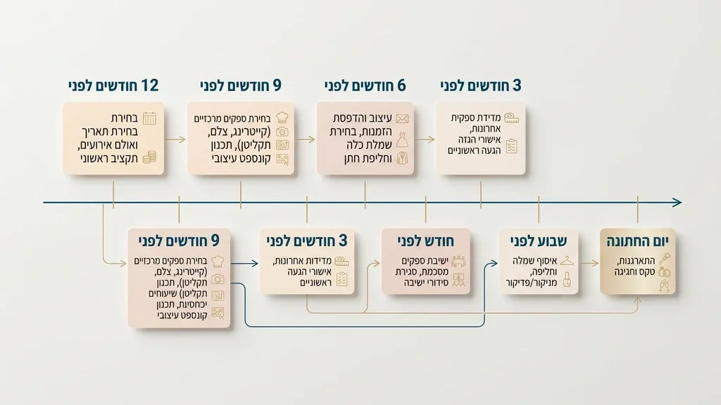 רשימת משימות לחתונה מאורגנת על שולחן מעוצב